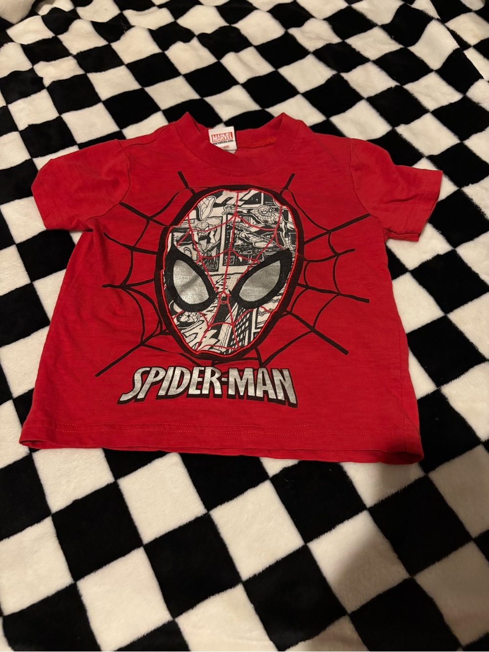 3T red spider man comic pattern face tshirt